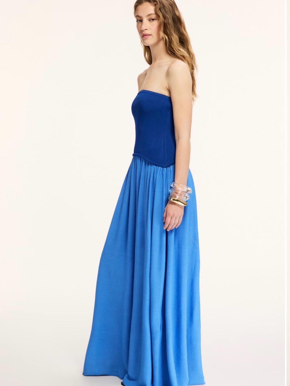SOLID & STRIPED Two-Tone Blue Strapless Maxi Dress - Picture 3 of 12